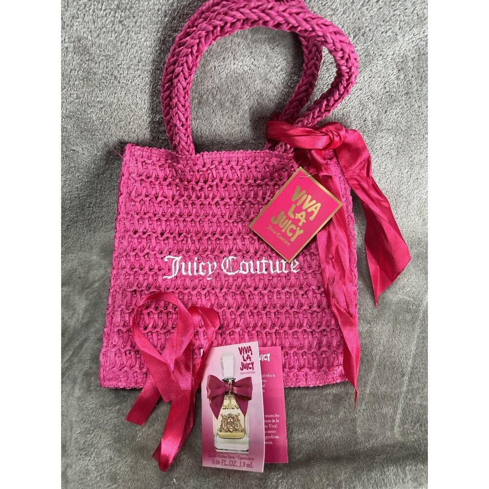 Juicy Couture Small Tote Bag Hot Pink & Viva La Juicy Mini Parfum Sample Spray - Picture 8 of 8